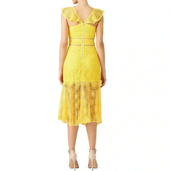 Saylor Leilani Eyelet Yellow Dress Size M $297 - Picture 3 of 7